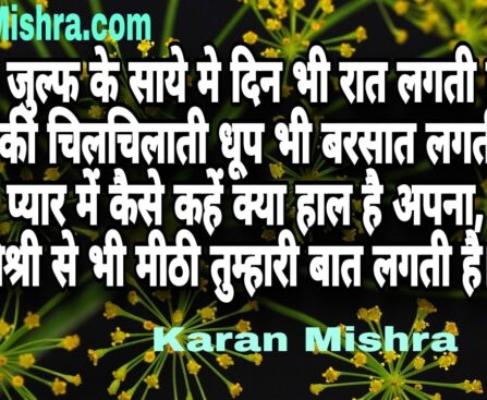 हमें मिश्री से भी मीठी तुम्हारी बात लगती है । शायरी | करन मिश्रा